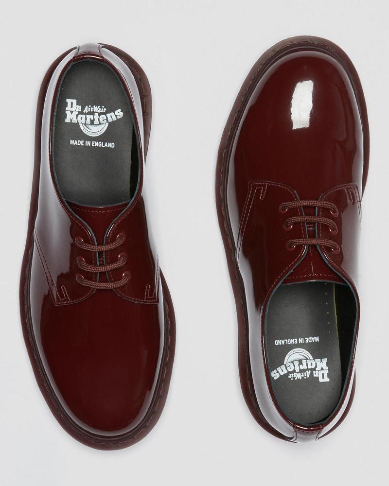 Dr Martens 1461 Made in England Mono Lak Læder Oxford Sko Dame Rød | DK 354VRW